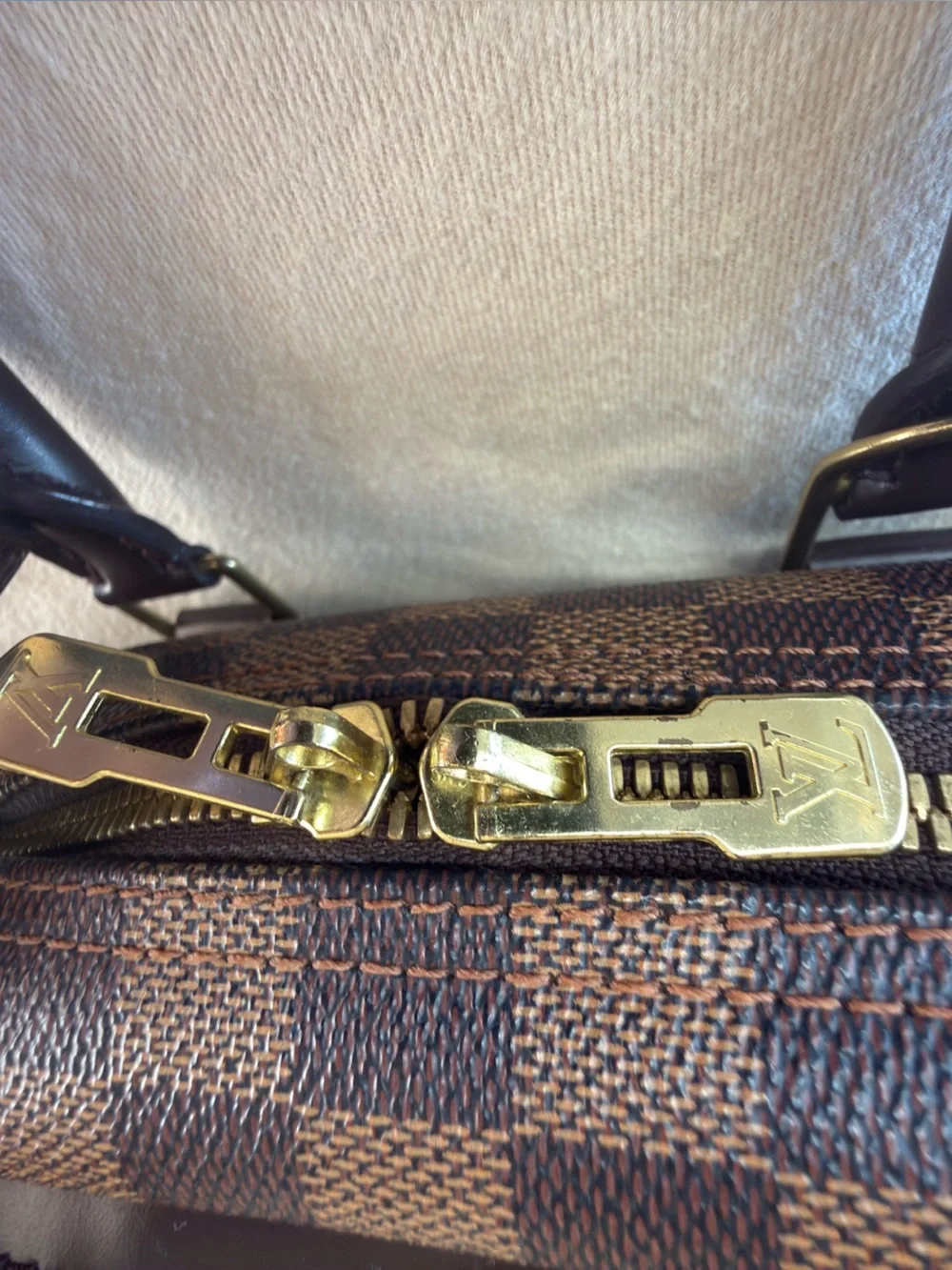 Louis Vuitton Brown Damier Ebene Checkered Briefcase with Gold Hardware